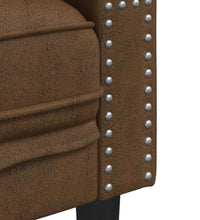 Chesterfield-Sofa 2-Sitzer Braun Kunstleder in Wildleder-Optik