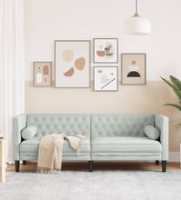 Chesterfield-Sofa mit Nackenrollen 3-Sitzer Hellgrau Samt