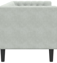 Chesterfield-Sofa mit Nackenrollen 3-Sitzer Hellgrau Samt