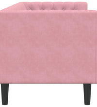 Chesterfield-Sofa mit Nackenrollen 3-Sitzer Rosa Samt