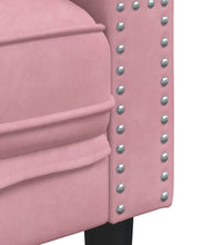 Chesterfield-Sofa mit Nackenrollen 3-Sitzer Rosa Samt