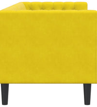 Chesterfield-Sofa mit Nackenrollen 3-Sitzer Gelb Samt