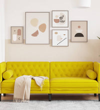 Chesterfield-Sofa mit Nackenrollen 3-Sitzer Gelb Samt