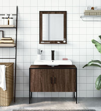 2-tlg. Badmöbel-Set Braun Eichen-Optik Holzwerkstoff