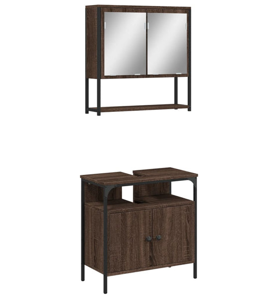 2-tlg. Badmöbel-Set Braun Eichen-Optik Holzwerkstoff