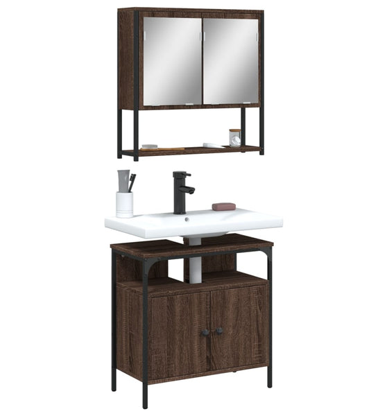 2-tlg. Badmöbel-Set Braun Eichen-Optik Holzwerkstoff