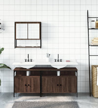 3-tlg. Badmöbel-Set Braun Eichen-Optik Holzwerkstoff