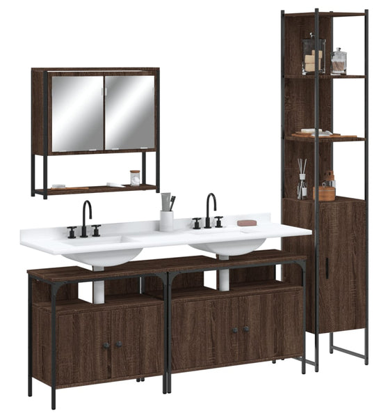 4-tlg. Badmöbel-Set Braun Eichen-Optik Holzwerkstoff