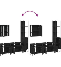 4-tlg. Badmöbel-Set Schwarz Holzwerkstoff