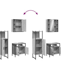 3-tlg. Badmöbel-Set Grau Sonoma Holzwerkstoff