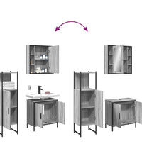 3-tlg. Badmöbel-Set Grau Sonoma Holzwerkstoff