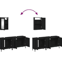 3-tlg. Badmöbel-Set Schwarz Holzwerkstoff