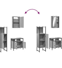 3-tlg. Badmöbel-Set Grau Sonoma Holzwerkstoff