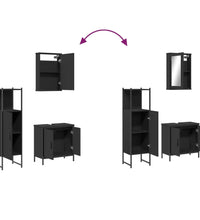 3-tlg. Badmöbel-Set Schwarz Holzwerkstoff