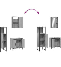 3-tlg. Badmöbel-Set Grau Sonoma Holzwerkstoff