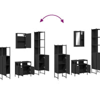 4-tlg. Badmöbel-Set Schwarz Holzwerkstoff