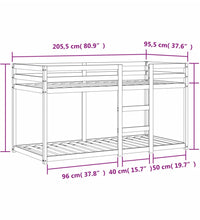 Etagenbett Wachsbraun 90x200 cm Massivholz Kiefer