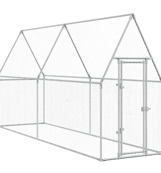 Hühnerkäfig Silbern 400x100x190 cm Verzinkter Stahl