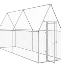 Hühnerkäfig Silbern 400x100x190 cm Verzinkter Stahl