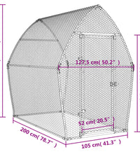 Hühnerkäfig Silbern 200x105x182 cm Verzinkter Stahl