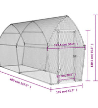 Hühnerkäfig Silbern 400x105x182 cm Verzinkter Stahl