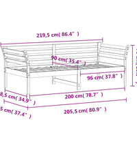 Tagesbett ohne Matratze Weiß 90x200 cm Massivholz Kiefer