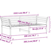 Tagesbett ohne Matratze Weiß 100x200 cm Massivholz Kiefer