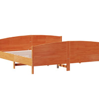 Massivholzbett ohne Matratze Wachsbraun 200x200 Kiefernholz