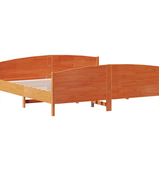 Massivholzbett ohne Matratze Wachsbraun 200x200 Kiefernholz