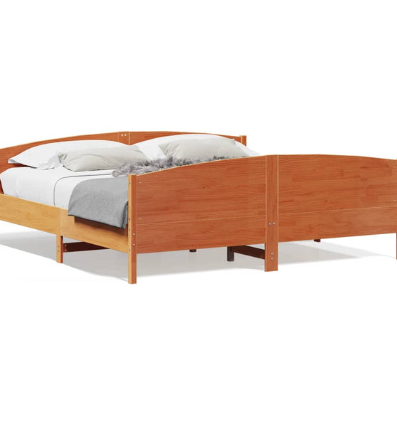 Massivholzbett ohne Matratze Wachsbraun 200x200 Kiefernholz