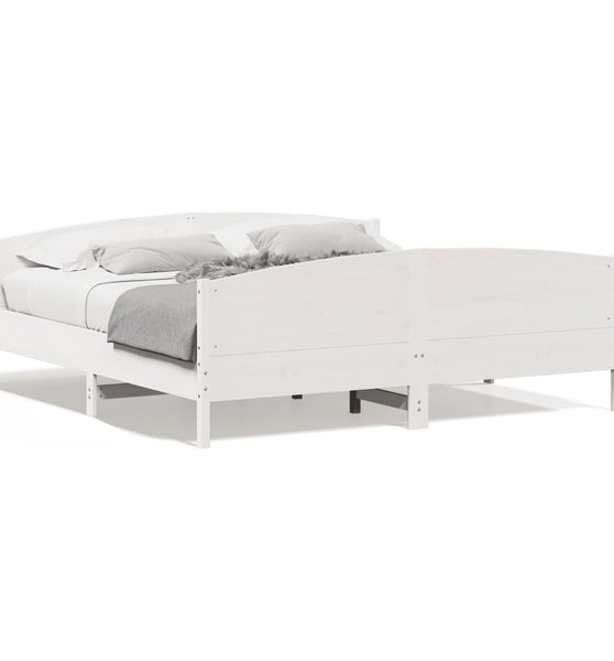 Massivholzbett ohne Matratze Weiß 180x200 cm Kiefernholz