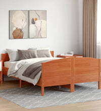 Massivholzbett ohne Matratze Wachsbraun 150x200 cm Kiefernholz