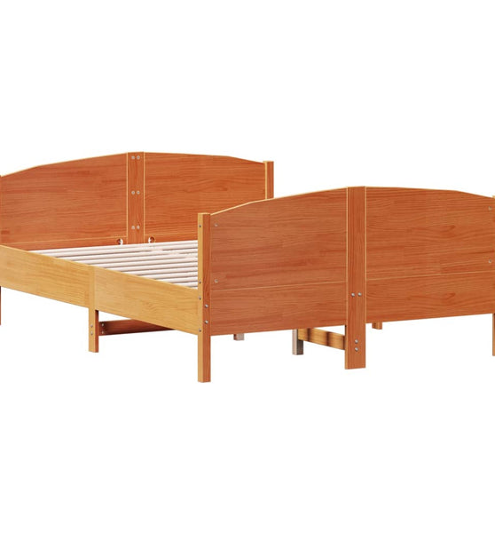 Massivholzbett ohne Matratze Wachsbraun 140x200 cm Kiefernholz