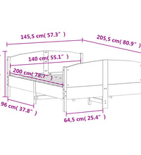 Massivholzbett ohne Matratze Wachsbraun 140x200 cm Kiefernholz