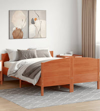 Massivholzbett ohne Matratze Wachsbraun 120x200 cm Kiefernholz