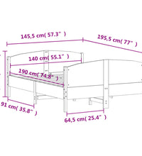 Massivholzbett ohne Matratze 140x190 cm Kiefernholz