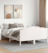 Massivholzbett ohne Matratze Weiß 135x190 cm Kiefernholz