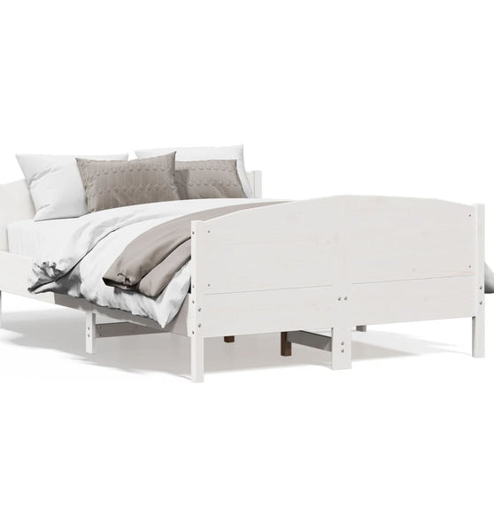 Massivholzbett ohne Matratze Weiß 135x190 cm Kiefernholz