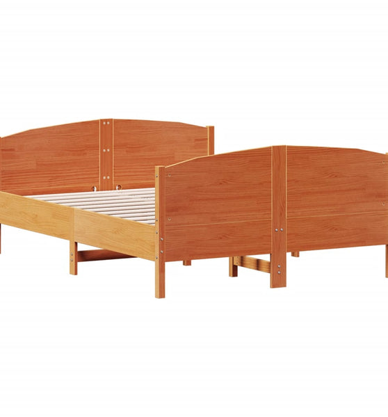 Massivholzbett ohne Matratze Wachsbraun 135x190 cm Kiefernholz