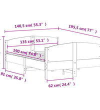 Massivholzbett ohne Matratze Wachsbraun 135x190 cm Kiefernholz