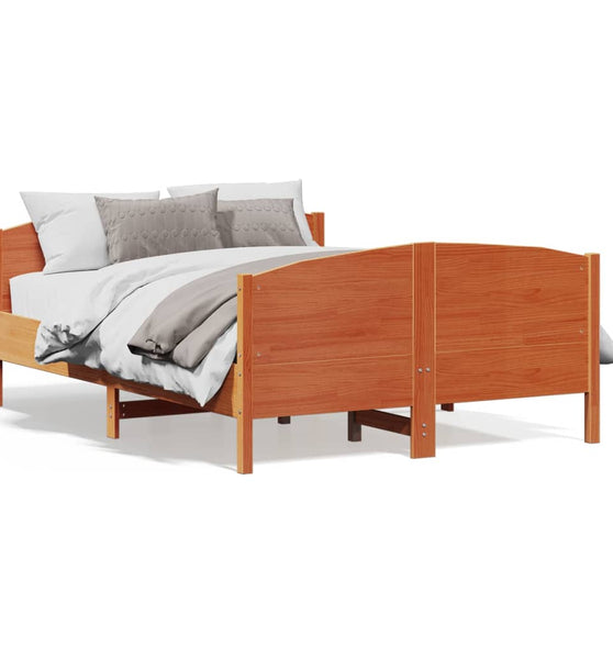 Massivholzbett ohne Matratze Wachsbraun 135x190 cm Kiefernholz