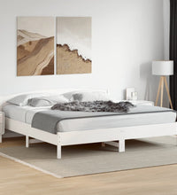 Massivholzbett ohne Matratze Weiß 200x200 cm Kiefernholz