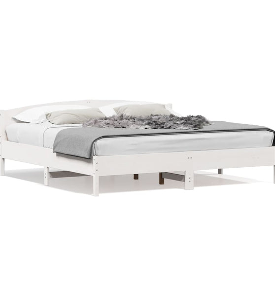 Massivholzbett ohne Matratze Weiß 200x200 cm Kiefernholz