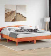 Massivholzbett ohne Matratze Wachsbraun 200x200 Kiefernholz