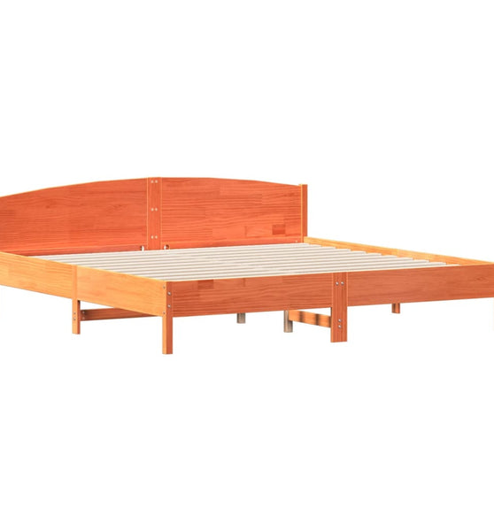 Massivholzbett ohne Matratze Wachsbraun 180x200 Kiefernholz