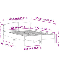 Massivholzbett ohne Matratze 160x200 cm Kiefernholz