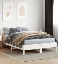 Massivholzbett ohne Matratze Weiß 160x200 Kiefernholz