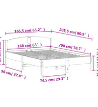 Massivholzbett ohne Matratze Weiß 160x200 Kiefernholz