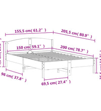 Massivholzbett ohne Matratze 150x200 cm Kiefernholz