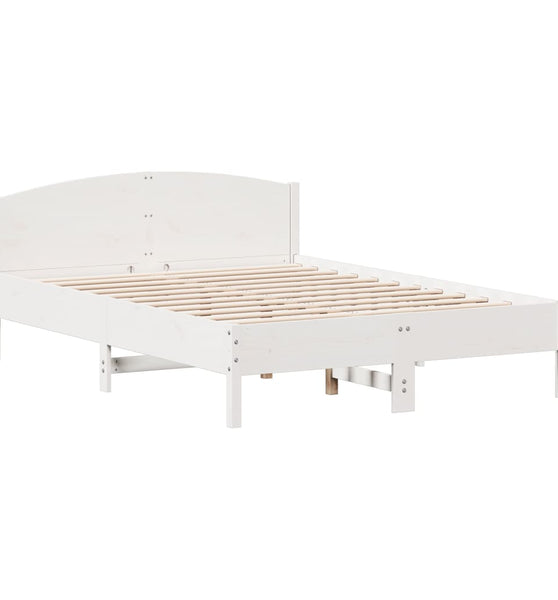 Massivholzbett ohne Matratze Weiß 150x200 cm Kiefernholz